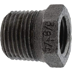 Value Collection - Size 3/8 x 1/4", Class 150, Malleable Iron Black Pipe Hex Bushing - 150 psi, Threaded End Connection - Eagle Tool & Supply