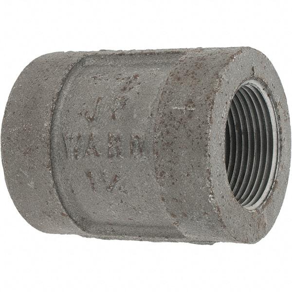 Value Collection - Size 1-1/4", Class 300, Malleable Iron Black Pipe Coupling - 300 psi, Threaded End Connection - Eagle Tool & Supply