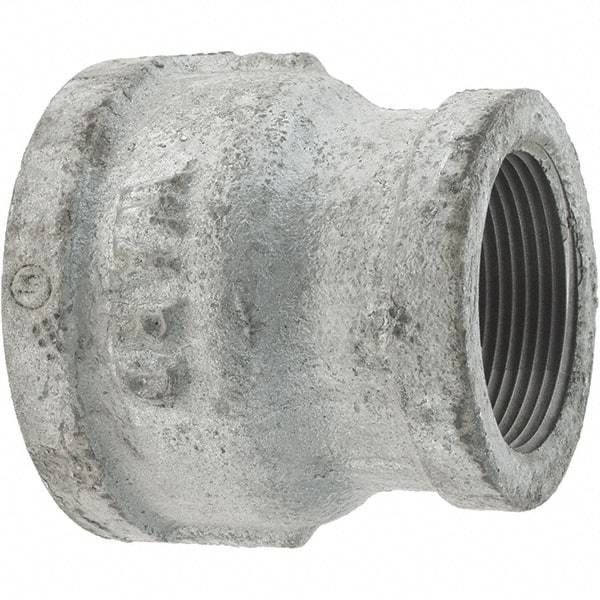 Value Collection - Class 150, 2 x 1-1/2" Galvanized Pipe Reducing Coupling - Threaded, Malleable Iron - Eagle Tool & Supply