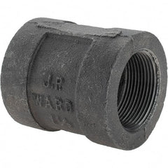 Value Collection - Size 1-1/2", Class 300, Malleable Iron Black Pipe Coupling - 300 psi, Threaded End Connection - Eagle Tool & Supply