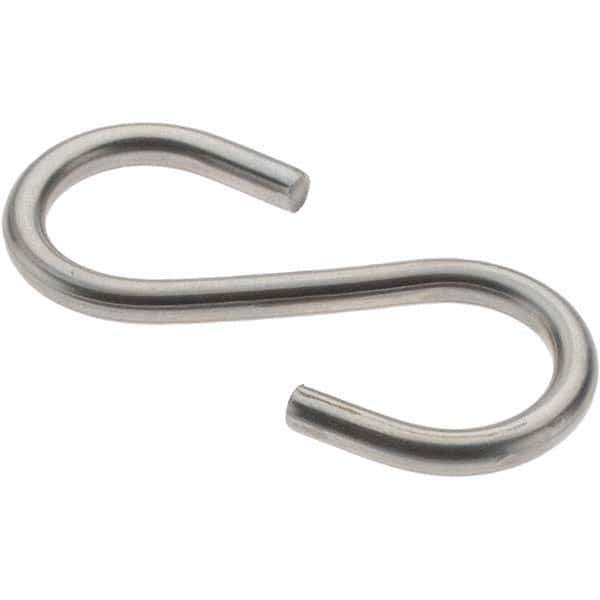 Value Collection - 304 Stainless Steel Uncoated S-Hook - 26 Lb Capacity, 0.148" Wire, 2" OAL - Eagle Tool & Supply