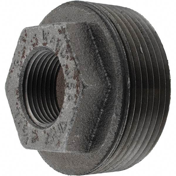 Value Collection - Size 2-1/2 x 1", Class 150, Malleable Iron Black Pipe Hex Bushing - 150 psi, NPT End Connection - Eagle Tool & Supply