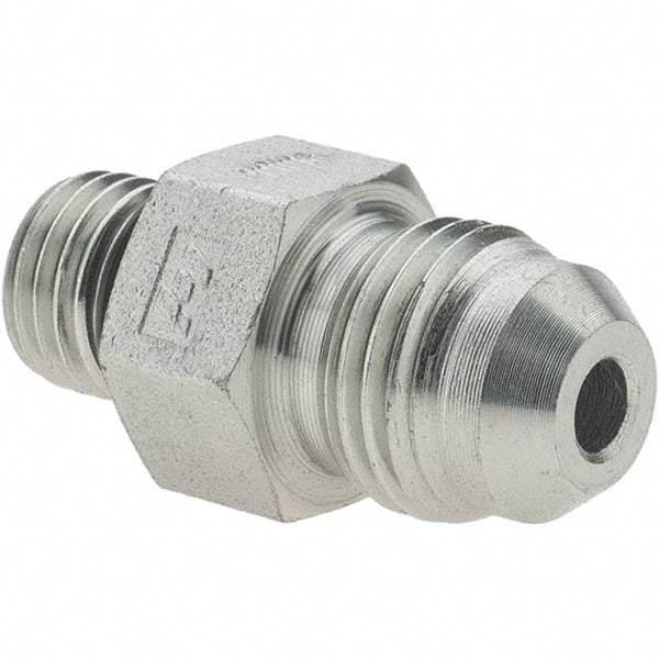 Value Collection - 3/8" Tube OD, 37° Steel Flared Tube Male Connector - 9/16-18 x 7/16-20 ORB, Flare x ORB Ends - Eagle Tool & Supply