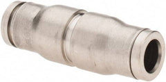 Parker - 1/4" Outside Diam, Nickel Plated Brass Push-to-Connect Tube Union - 435 Max psi, Tube to Tube Connection, FKM O-Ring - Eagle Tool & Supply