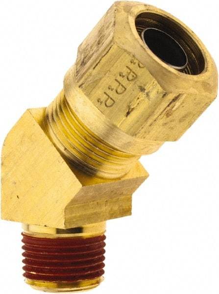 Parker - 5/8" OD, Brass Male 45° Elbow - 150 Max Working psi, - Eagle Tool & Supply