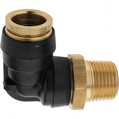 Parker - 5/8" Outside Diam, 1/2 Thread, Brass Push-to-Connect Tube Male Elbow - 250 Max psi, Tube to Male NPT Connection - Eagle Tool & Supply