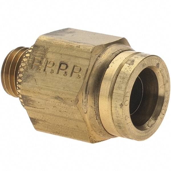Parker - 1/2" Outside Diam, M12 Metric, Brass Push-to-Connect Tube Connector - 250 Max psi, Tube to Metric Thread Connection, Buna-N O-Ring - Eagle Tool & Supply