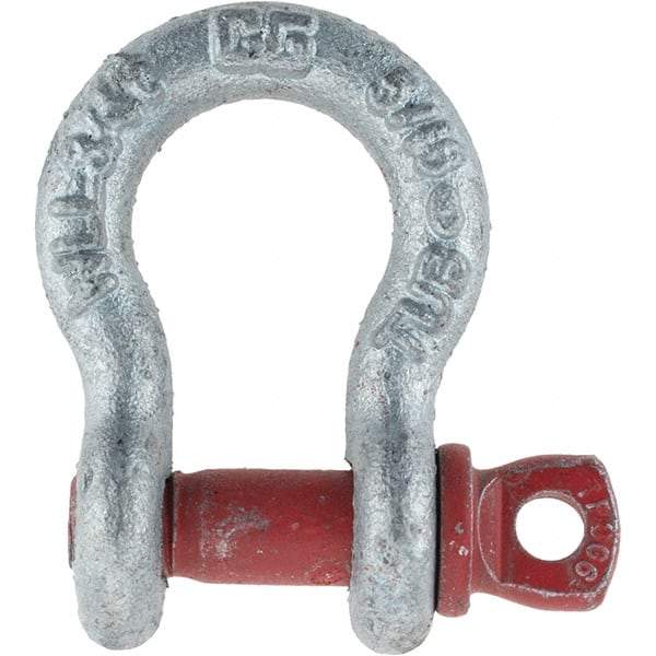 Value Collection - 5/16" Nominal Chain Size, 0.75 Ton Steel Screw Anchor Shackle - Eagle Tool & Supply