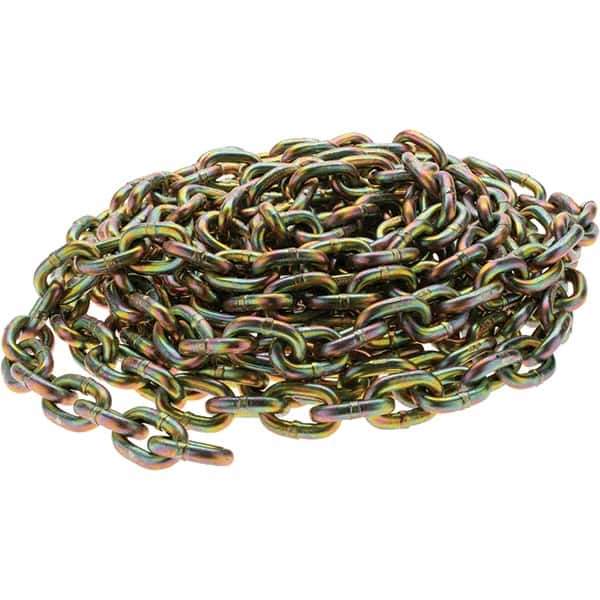 Value Collection - 5/16" Welded Transport Chain - 4,700 Lb Capacity, Grade 70, 25' Long, Yellow Chromate Finish - Eagle Tool & Supply