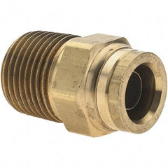 Parker - 1/2" Outside Diam, 1/2 NPTF, Brass Push-to-Connect Tube Male Connector - Tube to Male NPT Connection, Nitrile O-Ring - Eagle Tool & Supply