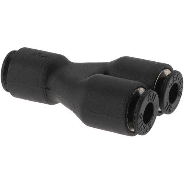 Parker - 1/8" Outside Diam, Nylon Push-to-Connect Tube Union Y - 290 Max psi - Eagle Tool & Supply