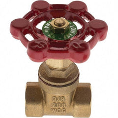 Value Collection - 3/8" Pipe, FNPT x FNPT Bronze Solid Wedge Gate Valve - 200 WOG, 125 WSP, For Use with Plumbing Application - Eagle Tool & Supply