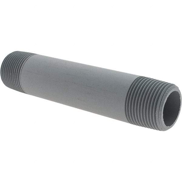 Value Collection - 1" Pipe, 6" Long CPVC Threaded Plastic Pipe Nipple - Gray - Eagle Tool & Supply