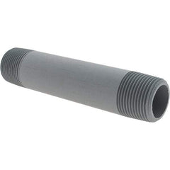 Value Collection - 1" Pipe, 6" Long CPVC Threaded Plastic Pipe Nipple - Gray - Eagle Tool & Supply