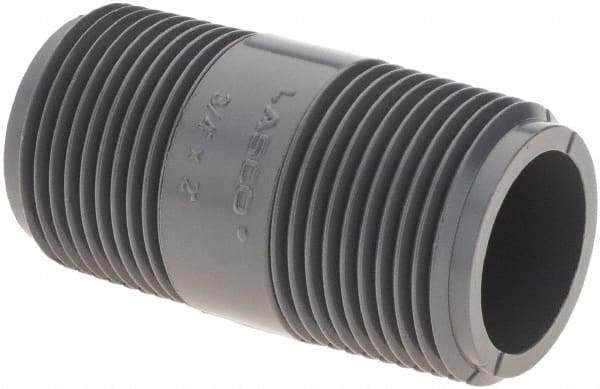 Value Collection - 3/4" Pipe, 1-1/2" Long PVC Threaded Plastic Pipe Nipple - Gray - Eagle Tool & Supply