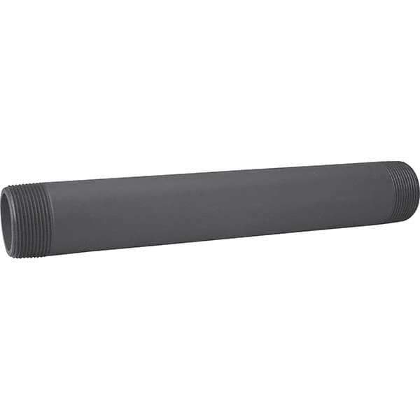 Value Collection - 1" Pipe, 5" Long PVC Threaded Plastic Pipe Nipple - Gray - Eagle Tool & Supply