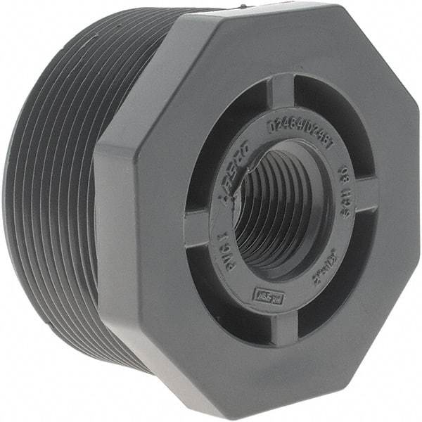 Value Collection - 2 x 1/2" PVC Plastic Pipe Reducer Bushing - MIPT x FIPT End Connections - Eagle Tool & Supply