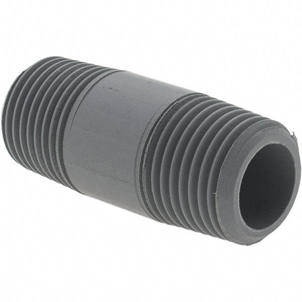 Value Collection - 1/2" Pipe, 2" Long CPVC Threaded Plastic Pipe Nipple - Gray - Eagle Tool & Supply