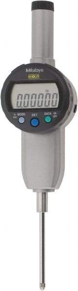 Mitutoyo - 0 to 2" Range, 0.00005" Graduation, Electronic Drop Indicator - Flat Back, Accurate to 0.0002", English & Metric System, LCD Display - Eagle Tool & Supply