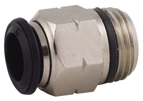 Alpha Technologies - 14mm Outside Diam, 3/8 Universal, Nickel Plated Brass Push-to-Connect Tube Male Connector - 250 Max psi, Tube to Universal Thread Connection, Buna O-Ring - Eagle Tool & Supply