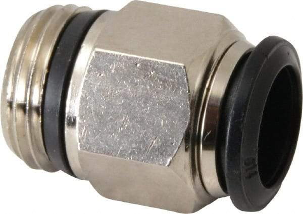 Alpha Technologies - 14mm Outside Diam, 1/2 Universal, Nickel Plated Brass Push-to-Connect Tube Male Connector - 250 Max psi, Tube to Universal Thread Connection, Buna O-Ring - Eagle Tool & Supply