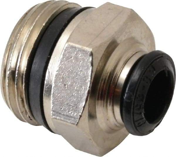 Alpha Technologies - 8mm Outside Diam, 1/2 Universal, Nickel Plated Brass Push-to-Connect Tube Male Connector - 250 Max psi, Tube to Universal Thread Connection, Buna O-Ring - Eagle Tool & Supply