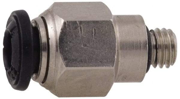 Alpha Technologies - 3mm Outside Diam, M5 Metric, Nickel Plated Brass Push-to-Connect Tube Male Connector - 250 Max psi, Tube to Metric Thread Connection, Buna O-Ring - Eagle Tool & Supply
