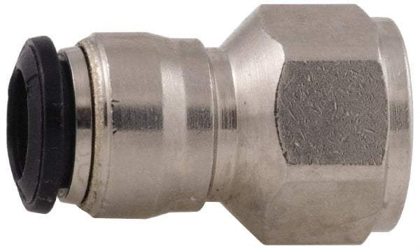 Alpha Technologies - 3mm Outside Diam, M5 Metric, Nickel Plated Brass Push-to-Connect Tube Female Connector - 250 Max psi, Tube to Female BSPP Connection, Buna O-Ring - Eagle Tool & Supply