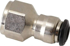 Alpha Technologies - 6mm Outside Diam, 1/4 BSPP, Nickel Plated Brass Push-to-Connect Tube Female Connector - 250 Max psi, Tube to Female BSPP Connection, Buna O-Ring - Eagle Tool & Supply
