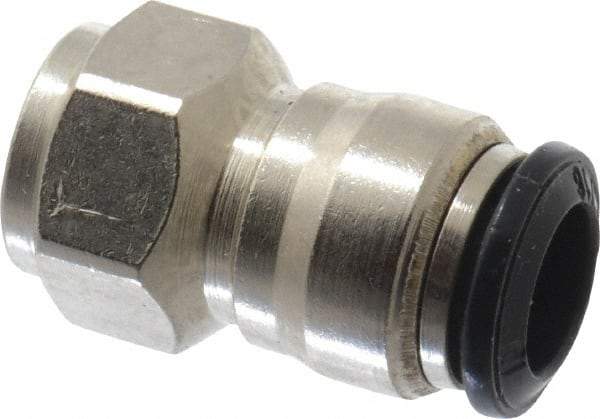 Alpha Technologies - 8mm Outside Diam, 1/8 BSPP, Nickel Plated Brass Push-to-Connect Tube Female Connector - 250 Max psi, Tube to Female BSPP Connection, Buna O-Ring - Eagle Tool & Supply