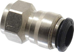 Alpha Technologies - 8mm Outside Diam, 1/8 BSPP, Nickel Plated Brass Push-to-Connect Tube Female Connector - 250 Max psi, Tube to Female BSPP Connection, Buna O-Ring - Eagle Tool & Supply