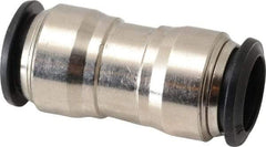 Alpha Technologies - 14mm Outside Diam, Nickel Plated Brass Push-to-Connect Tube Union - 250 Max psi, Tube to Tube Connection, Buna O-Ring - Eagle Tool & Supply