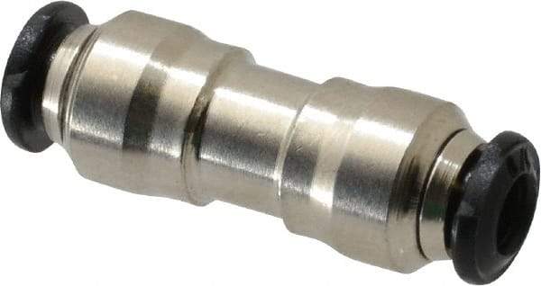 Alpha Technologies - 3mm Outside Diam, Nickel Plated Brass Push-to-Connect Tube Union - 250 Max psi, Tube to Tube Connection, Buna O-Ring - Eagle Tool & Supply