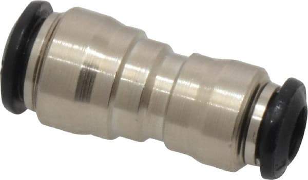 Alpha Technologies - 8 x 6mm Outside Diam, Nickel Plated Brass Push-to-Connect Tube Union - 250 Max psi, Tube to Tube Connection, Buna O-Ring - Eagle Tool & Supply