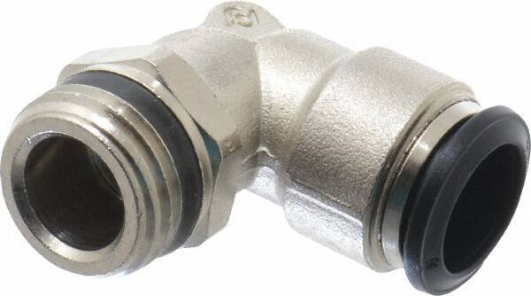 Alpha Technologies - 14mm Outside Diam, 1/2 Universal, Nickel Plated Brass Push-to-Connect Tube Male Swivel Elbow - 250 Max psi, Tube to Universal Thread Connection, Buna O-Ring - Eagle Tool & Supply