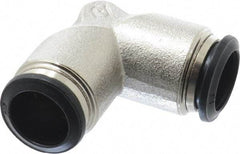 Alpha Technologies - 14mm Outside Diam, Nickel Plated Brass Push-to-Connect Tube Union Elbow - 250 Max psi, Tube to Tube Connection, Buna O-Ring - Eagle Tool & Supply