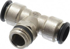 Alpha Technologies - 14mm Outside Diam, 1/2 Universal, Nickel Plated Brass Push-to-Connect Tube Male Swivel Branch Tee - 250 Max psi, Tube to Universal Thread Connection, Buna O-Ring - Eagle Tool & Supply