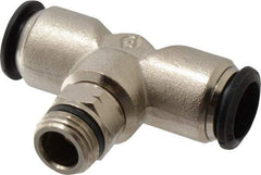 Alpha Technologies - 14mm Outside Diam, 3/8 Universal, Nickel Plated Brass Push-to-Connect Tube Male Swivel Branch Tee - 250 Max psi, Tube to Universal Thread Connection, Buna O-Ring - Eagle Tool & Supply