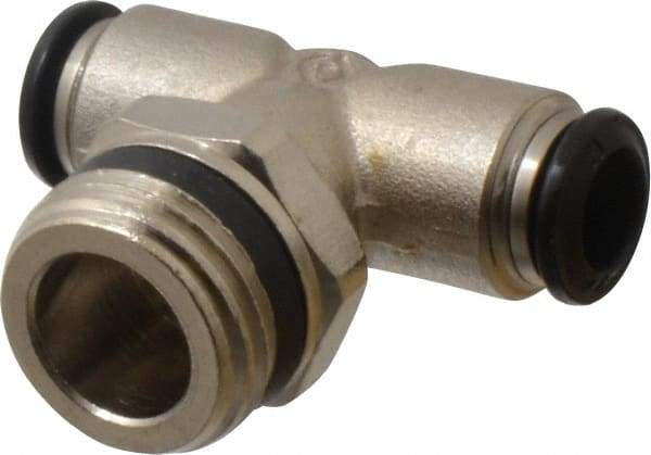 Alpha Technologies - 8mm Outside Diam, 1/2 Universal, Nickel Plated Brass Push-to-Connect Tube Male Swivel Branch Tee - 250 Max psi, Tube to Universal Thread Connection, Buna O-Ring - Eagle Tool & Supply