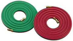 Parker - 3/16" Inside x 7/16" Outside Diam, Grade R Welding Hose - Green & Red, 12-1/2' Long, Twin Style, 200 psi Working Pressure - Eagle Tool & Supply