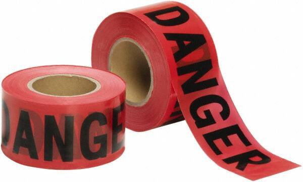 Ability One - 1,000' Long x 3" Wide Roll, Polyethylene, Black & Red Barricade Tape - Message: Danger - Eagle Tool & Supply