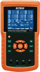 Extech - 3 Phase, 600 VAC, 200 to 3,000 Amp Capability, 45 to 65 Hz Calibration, LCD Display Power Meter - 0.5% Current Accuracy, 0.5% Voltage Accuracy - Eagle Tool & Supply