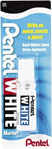 Pentel - White Permanent Marker - Broad Tip, AP Nontoxic Ink - Eagle Tool & Supply