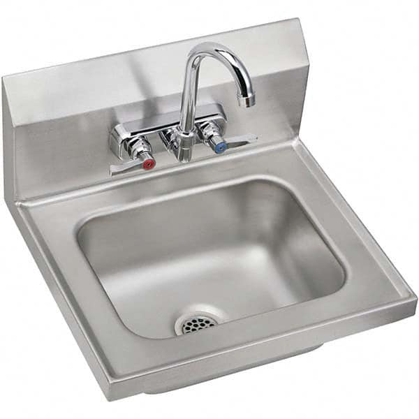 ELKAY - Stainless Steel Sinks Type: Hand Sink Wall Mount w/Manual Faucet Outside Length: 16-3/4 (Inch) - Eagle Tool & Supply