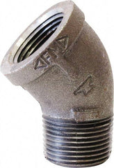 Made in USA - Size 1", Class 150, Malleable Iron Black Pipe 45° Street Elbow - 300 psi, Threaded (NPT) End Connection - Eagle Tool & Supply