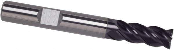 Guhring - 5/16", 13/16" LOC, 5/16" Shank Diam, 3-1/4" OAL, 4 Flute, Solid Carbide Square End Mill - Single End, FIREX Finish, Spiral Flute, 35/38° Helix, Centercutting, Right Hand Cut, Right Hand Flute, Series 4251 - Eagle Tool & Supply