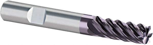 Guhring - 7/16", 5 Flute, Single End, Solid Carbide, Corner Chamfer End Mill - 4-1/2" OAL, 45° Helix, Right Hand Flute, 2" LOC, Right Hand Cut - Eagle Tool & Supply
