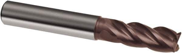 Guhring - 1/4", 1-1/4" LOC, 1/4" Shank Diam, 3-1/4" OAL, 4 Flute, Solid Carbide Square End Mill - Single End, Nano-A Finish, Spiral Flute, 36/38° Helix, Centercutting, Right Hand Cut, Right Hand Flute, Series 4258 - Eagle Tool & Supply