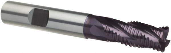 Guhring - 3/4", 2-1/4" LOC, 3/4" Shank Diam, 5" OAL, 4 Flute, Solid Carbide Square End Mill - Single End, FIREX Finish, Spiral Flute, 30/32° Helix, Centercutting, Right Hand Cut, Right Hand Flute, Series 4256 - Eagle Tool & Supply