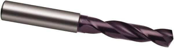 Guhring - 35/64" 140° Spiral Flute Solid Carbide Screw Machine Drill Bit - FIREX Finish, Right Hand Cut, 60mm Flute Length, 107mm OAL, SU Point, Straight Shank - Eagle Tool & Supply